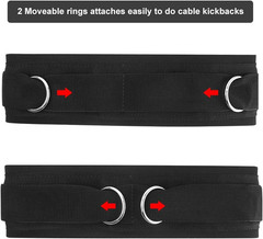 Waist Belt Neoprene Padded Gym Pulley Strap with Rings for Cable Machines Fitnes