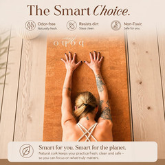 Deluxe Cork Yoga Mat – Gold, Coffee or Vegan Leather Cork Surface & Natural Rubb