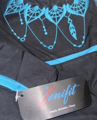 NWT ZENEFIT Yoga Mat Bag Long Tote with Pockets Holds Accessories BLACK w/ BLUE