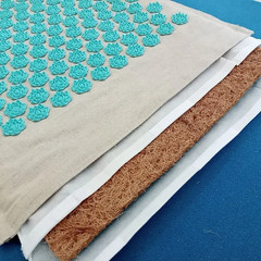 74*44Cm Nature Linen Coconut Palm Massage Yoga Mat with Bag Lotus Spike Acupress