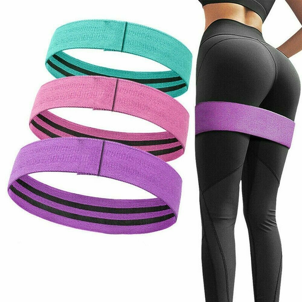 Fabric Resistance Bands Set of 3 for Booty Butt Hip Anti Slip Thick Wide Loop