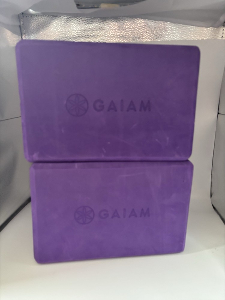 Gaiam Purple Yoga Blocks Set of 2 High Density Foam Exercise Pilates 9 X 6 X 4