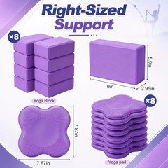 16 Pcs Yoga Blocks Knee Pads Set Put Less Weight on Wrists Nonslip EVA Foam Yoga