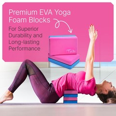 Yoga Blocks 2 Pack with Strap & Guide – Pink/Blue & Stretch Band Pink