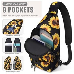 Crossbody Bags for Women Men Trendy Sling Bag Backpack Casual Medium Sunflower