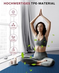 Yoga Mat XXL183cmx91cmx6mm Thickness, Extra Large Non Slip Wide Yoga Mat, Gy…