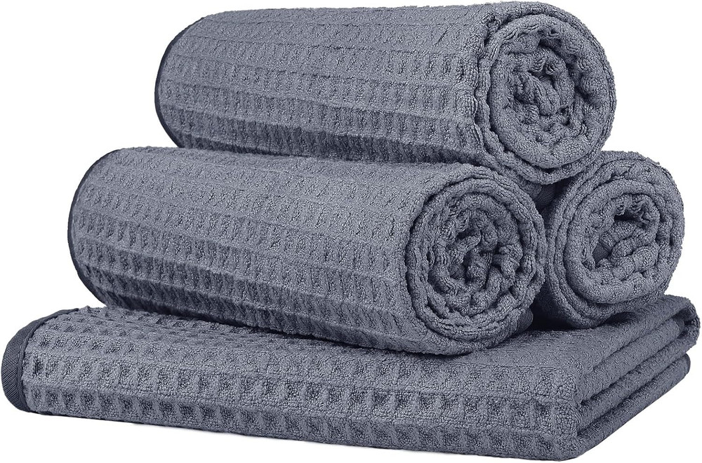 4 Pack Microfiber Gym Towels Grey Fitness Towels Ultra Soft, Highly Absorbent an