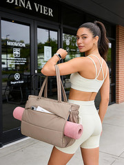 Yoga Mat Bag for Women, 22L Puffer Pilates Bag for 40Oz Tumbler, Gym Bag for Yog