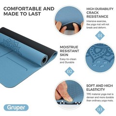 Yoga Mat Non Slip TPE Thick Yoga Mat with Alignment Mark, Large Size 72″L x 3…