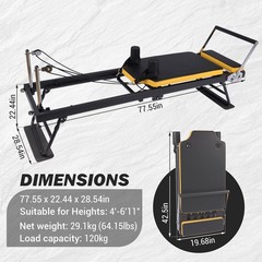 Foldable Pilates Reformer Machine for Home Gym,Pilates Equipment w/ Jump Board