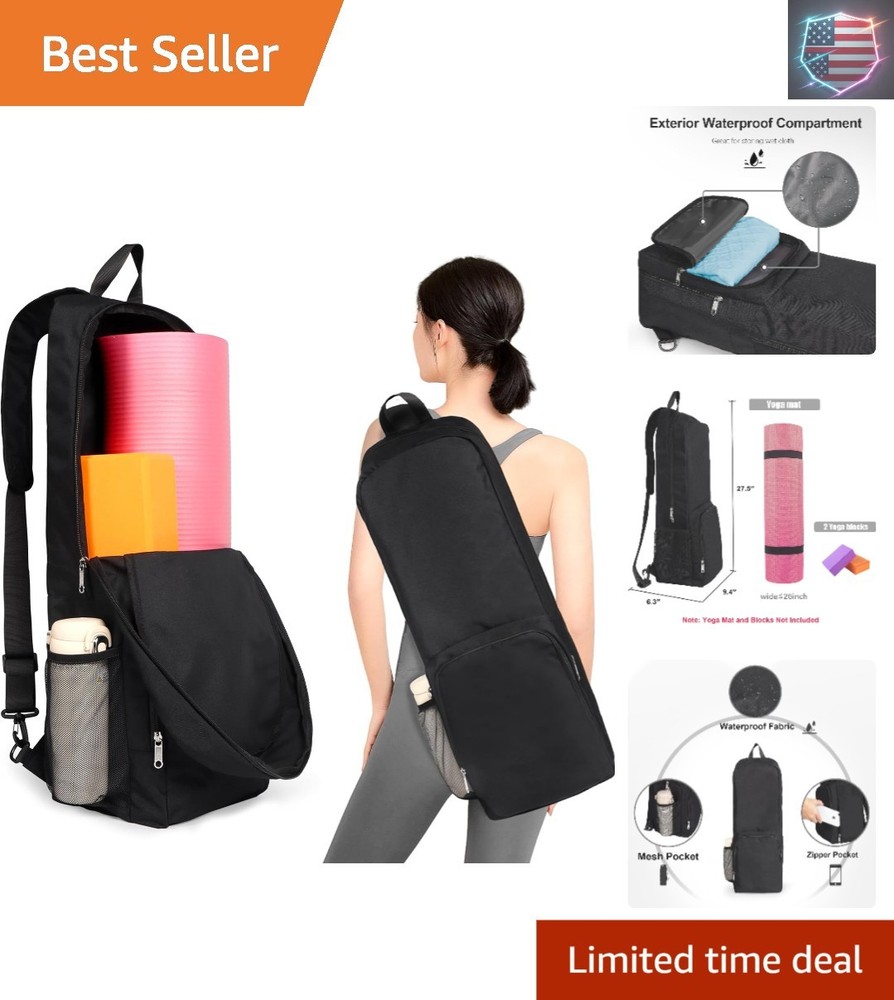 Yoga Mat Bag Carrier Side Mesh Zipper Pocket Exterior Wet Compartment Lightwe…