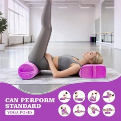 2 PCS Yoga Bolster Pillow Set Washable Velvet Cover Meditation Bolster with H…