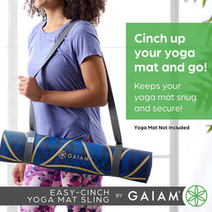 Yoga Mat Carry Strap Easy-Cinch Sling with Metal D-Rings