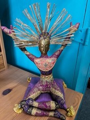VINTAGE PEGGY FLYN 1999 LIMITED EDITION “GOLDEN MEDITATION” DOLL + YOGA PILLOW