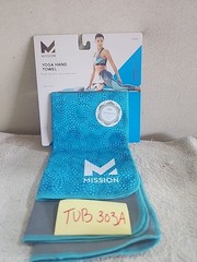 Mission Vaporactive Yoga Hand Towel 2-Pack Glaze Teal Blue Solid Charcoal NEW