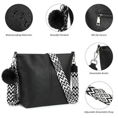 TANTOMI Crossbody Bags for Women Trendy Vegan Leather Purses and Hobo Black