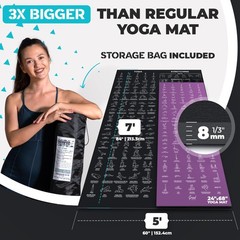 Extra-Large Instructional Yoga Mat with Poses Printed On It – 3X Bigger & 2X …