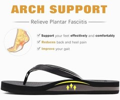 Womens Arch Support Flip Flops Comfortable Yoga Mat Slip on Summer 7.5 Black