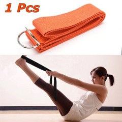 3.8mm x 183cm D-Ring Yoga Sport Stretching Strap Belt Orange