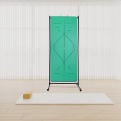 185cm Yoga Mat Holder Hanging Iron Yoga Mats Storage Rack w/ Double Sided Hooks