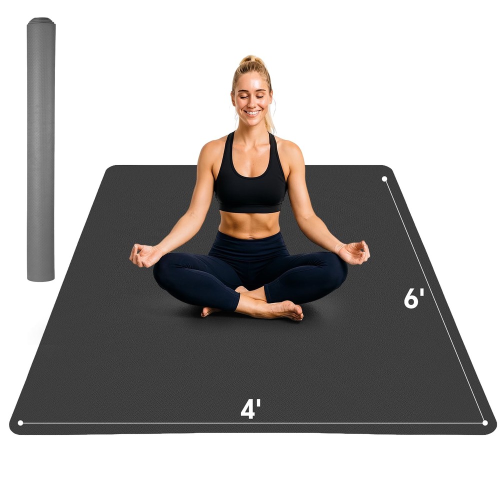 Extra Large Yoga Mat 6’x4′(1/4″ Thick), Non-Slip, Ultra Durable, Wide Workout…