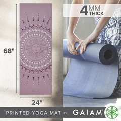Gaiam Print Yoga Mat, Non Slip Exercise & Fitness Mat for All Types of Yoga, Pil