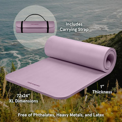 Solana 1″ Thick Non-Slip Yoga Mat with Strap for Home Workouts