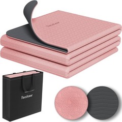 Foldable Yoga Mat for Travel, Two-Tone Yoga Mat, 6mm Thick, with Carry…