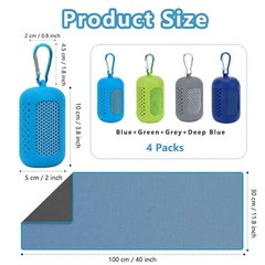 4 Pack Cooling Towels (40″x12″), Microfiber Chilly Towels Soft Breathable Gym…