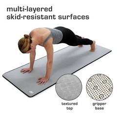 Deluxe High Density Foam Yoga & Fitness Mat 8mm Thick 72″ x 24″ 1 Count Grey