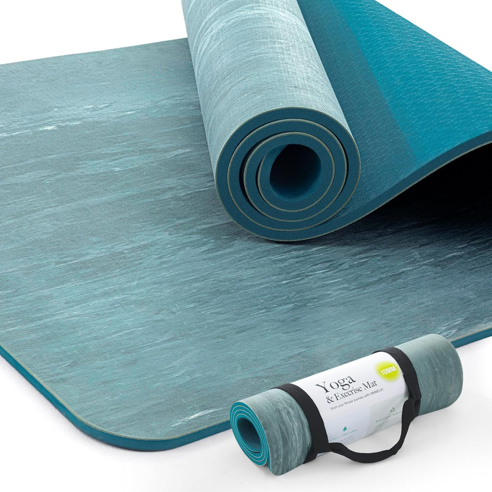 Extra Thick Yoga Mat, 2/5 Inch (10MM), Natural Rubber and TPE Non Slip Yoga Mats