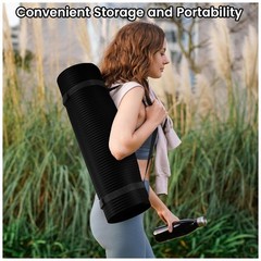 Fitvids 1/2″ Thick High Density Yoga Mat, Carrying Strap, Midnight (Open Box)