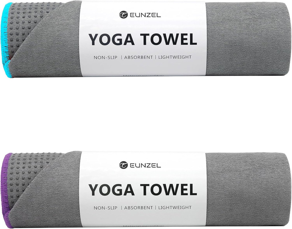 2 Pack Hot Yoga Towel with Grip Dot, Non Slip Yoga Mat Towe Sweat Absorbent Towe