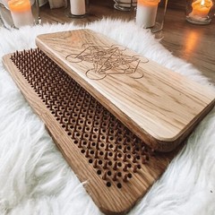 Wooden Oak Sadhu board with Copper nails “Metatron’s Cube” Foot massage Reflexol