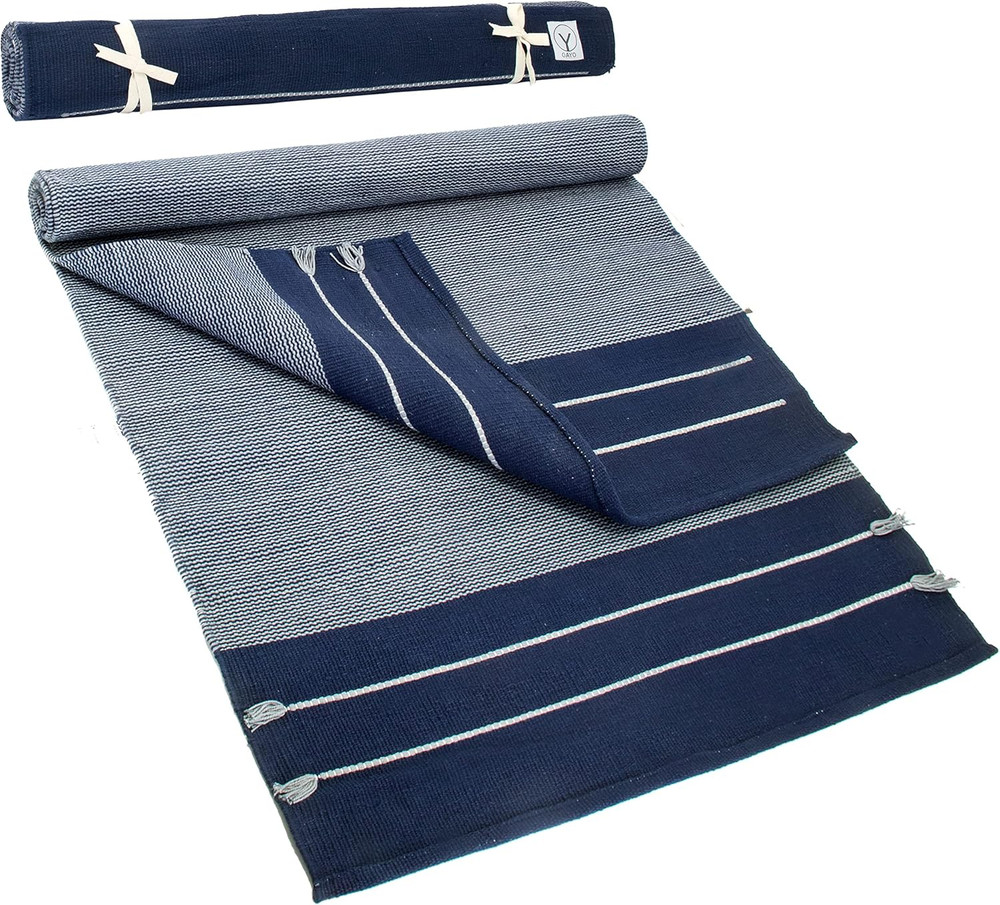 Organic Cotton Yoga Mat – Handmade, Washable, Multi-Color, 74″x26