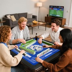 Mahjong Mat for Table, Non-Slip Noise Reduction American Mahjong Table Blue