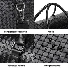 Leather Travel Duffle Bag for Men, Woven Carry On Weekender Overnight Bags fo…