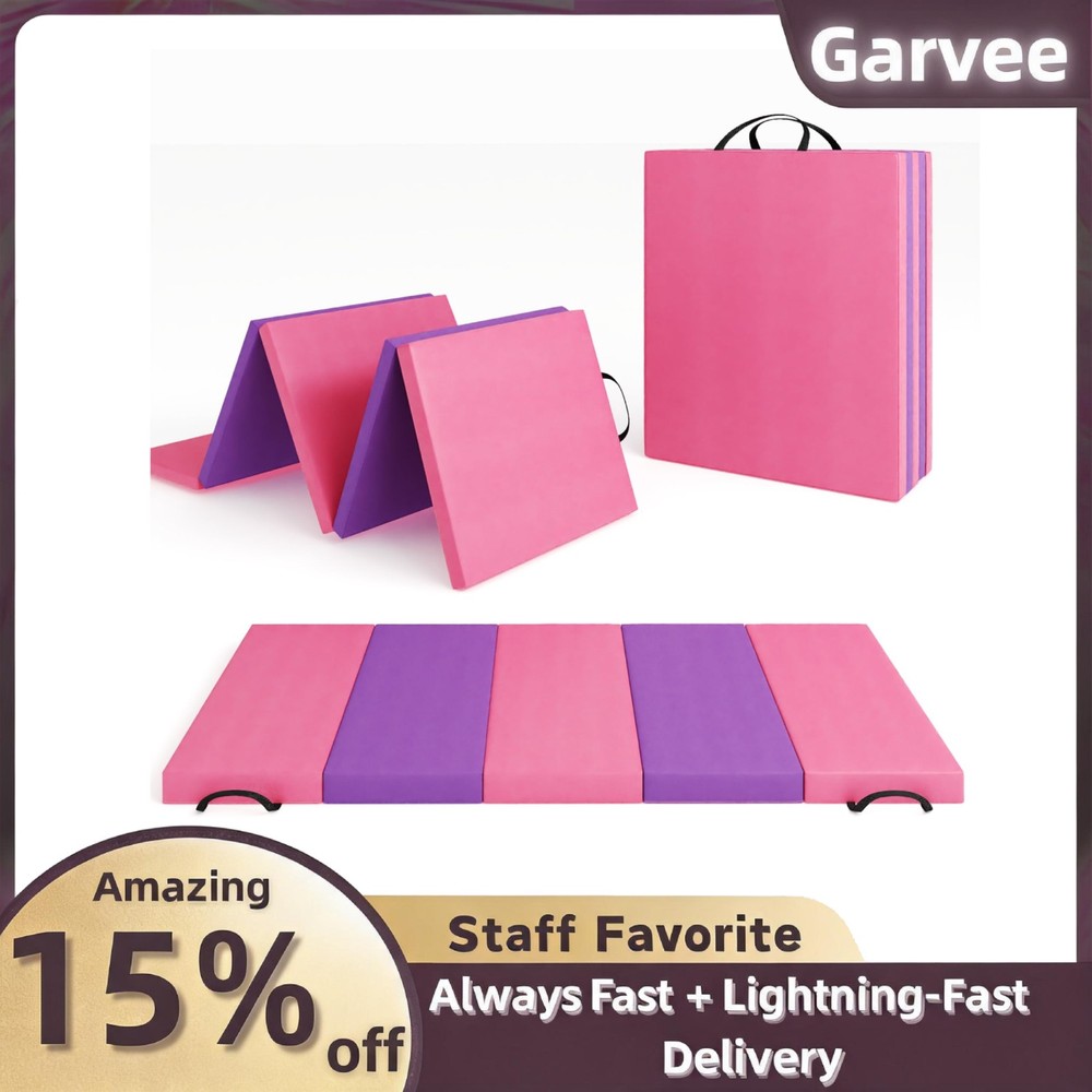 6.2x2ft 5-Fold Gymnastics Mat Thick Tumbling Exercise Mat with Handles for Yoga