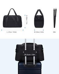 BAGSMART Large Gym Bag with Yoga Mat Buckle, 18.5 x 8.7 x 11 inches, Black