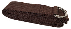 Yoga Strap for Stretching Brown Cotton Exercise Band Metal D-Ring Loops 4 Pack