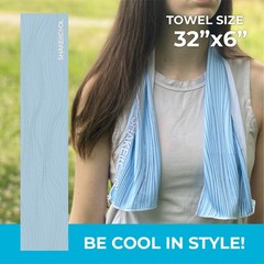 SHAKEitCOOL Original Cooling Towel – Be Cool in Style – Heat Small, Blue Wave