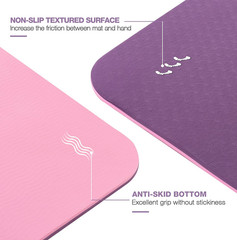 Yoga Mat Non Slip, Pilates Fitness Mats, Eco Friendly, Anti-Tear 1/4″ Thick Yoga