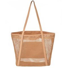 Mesh Beach Tote Bag for Women with Zipper Inner Pocket, Pool Swim Beach Bag
