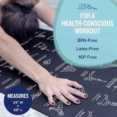 Moisture-Wicking Yoga Mat with Printed Poses – Fitness Essential for Home & Gym