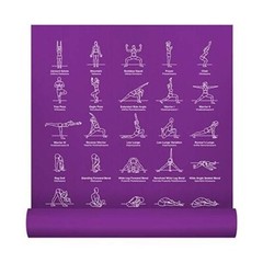 YOGA MAT Thick Exercise with 70 Printed Poses Non Slip Purple By NEWME FITNESS