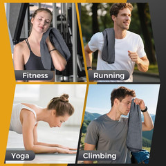 4 Pack Microfiber Gym Towels Grey Fitness Towels Ultra Soft, Highly Absorbent an