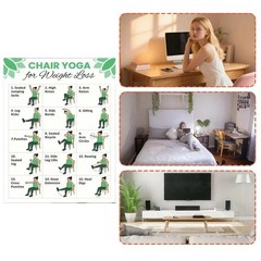 2 Pcs Chair Yoga Chart For Seniors: Simple Exercises For Weight Loss Fitness