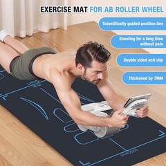 Exercise Equipment Mat for Ab Roller Wheel, Non-Slip Exercise Mat Extra Long …