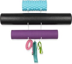 Decorative Wall Mount Yoga Mat Holder with Hooks