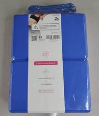 Tolbi 2 Yoga Blocks w Stretch Strap 9 x 6 x 3in Pink Blue Dense EVA Foam Sealed